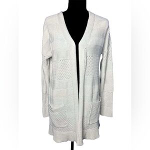 Joie Womens Corley Pointelle Knit Open Front Crochet Cardigan Sweater Sz M Boho